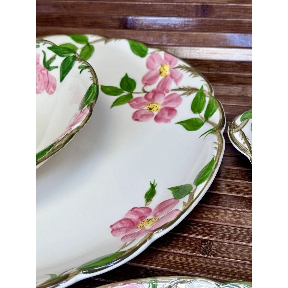 True Vintage Franciscan Desert Rose USA Serving Set 3 Platters 2 Veggie Bowls